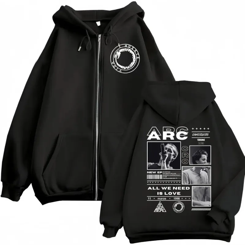 Canserbero Alles wat we nodig hebben is liefde Muerte Vida Merch Rits Hoodie Herenmode Hip Hop Zip Up Sweatshirts Casual Fleece Truien — image 15