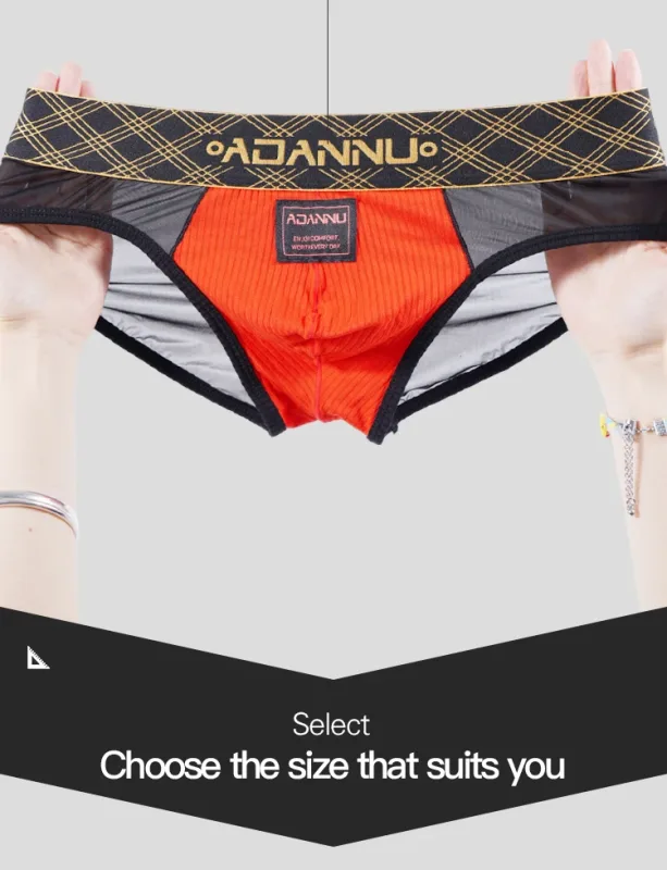 Luxury Ice Silk Men's Underwear with Gold Thread Embroidery Waistband Ultra-Thin Transparent Mesh Quick-drying Briefs for Men — image 10
