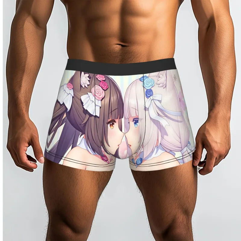 Anime N-Nekopara Chocola Vanilla Underwear Men Printed Game Boxer Briefs Shorts Panties Soft Underpants — image 2