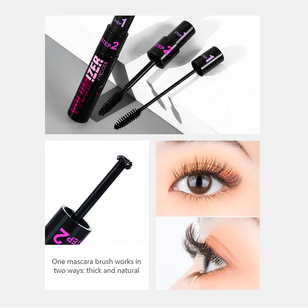 2 σε 1 μακρά κατσαρή, παχιά μάσκαρα Silica Gel Brush Longthening Volume Αδιάβροχη Μάσκαρα Βλεφαρίδων Διαρκείας Beauty Eyes Cosmetics