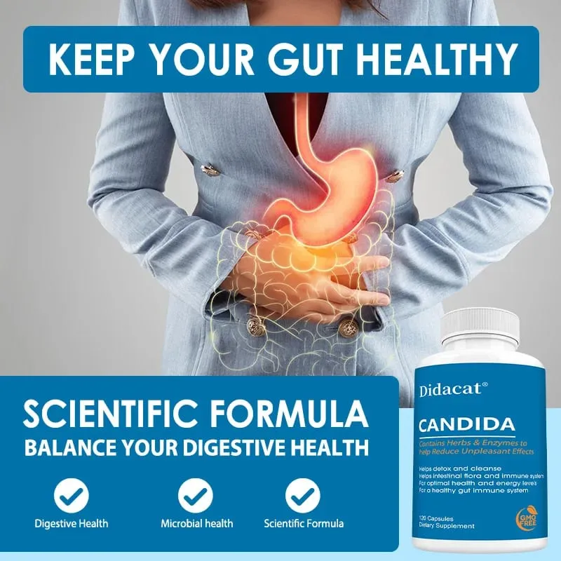 Candida Supplements - Containing Herbs and Enzymes Help Detox and Cleanse Promote Healthy Gut Flora and Immune System