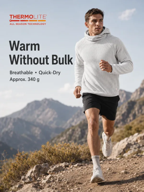 Thermolite® Sudadera con capucha térmica para todas las estaciones Sudadera con capucha ligera de secado rápido unisex Ropa deportiva de capa media de invierno transpirable