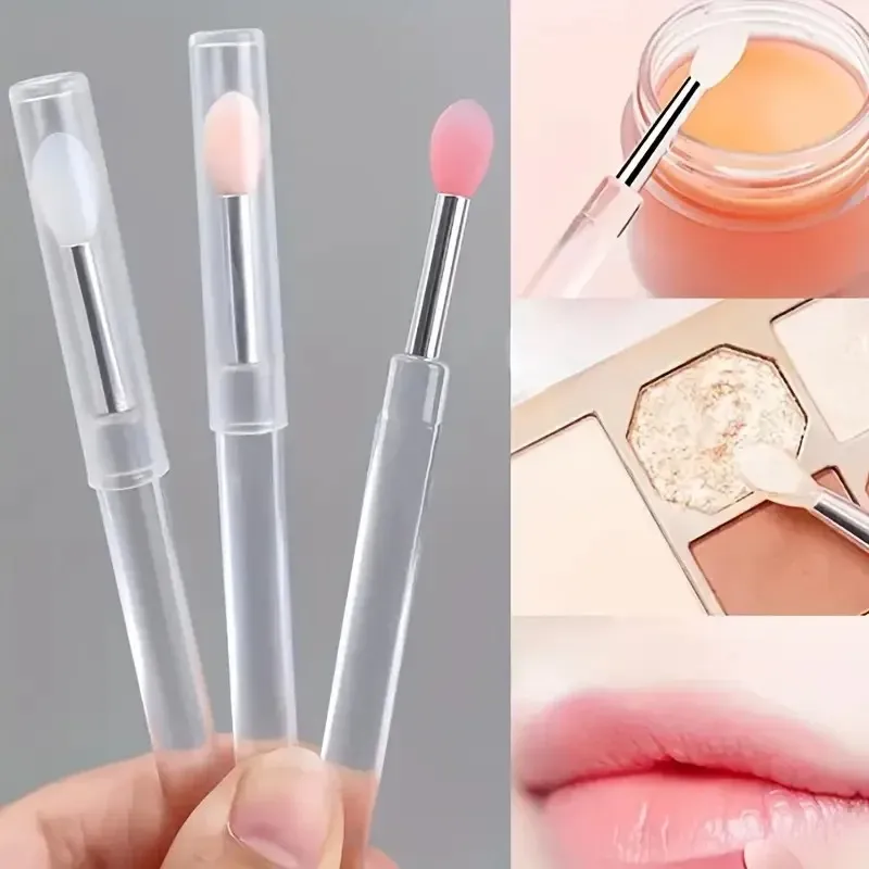 3/5/10 Chiếc Di Động Silicone Cọ Môi Có Nắp Mềm Mại Đa Năng Son Dưỡng Môi Applicator Son Môi Lipgloss Cọ Trang Điểm