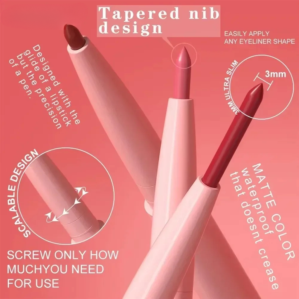 1 db Tapered Nib ajakkontúr ceruza matt dúsító ajakfolt tartós vízálló finom ajakrúzs karcsú ajakkontúr smink rózsaszín