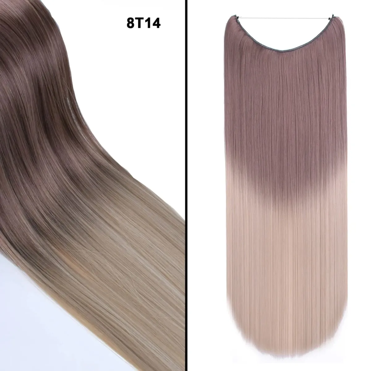 Jeedou κυματιστά μαλλιά Extension Elasticity Αόρατο σύρμα Fish Line One Piece No Clips Συνθετικά Hairpieces Ombre Χρώμα για γυναίκες — image 12