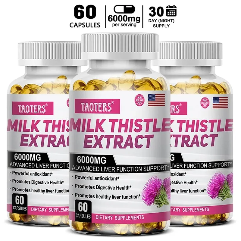 Milk Thistle dengan Akar Dandelion - Suplemen Pendukung Kesehatan Hati & Ginjal - Vegan Non-GMO Bebas Gluten