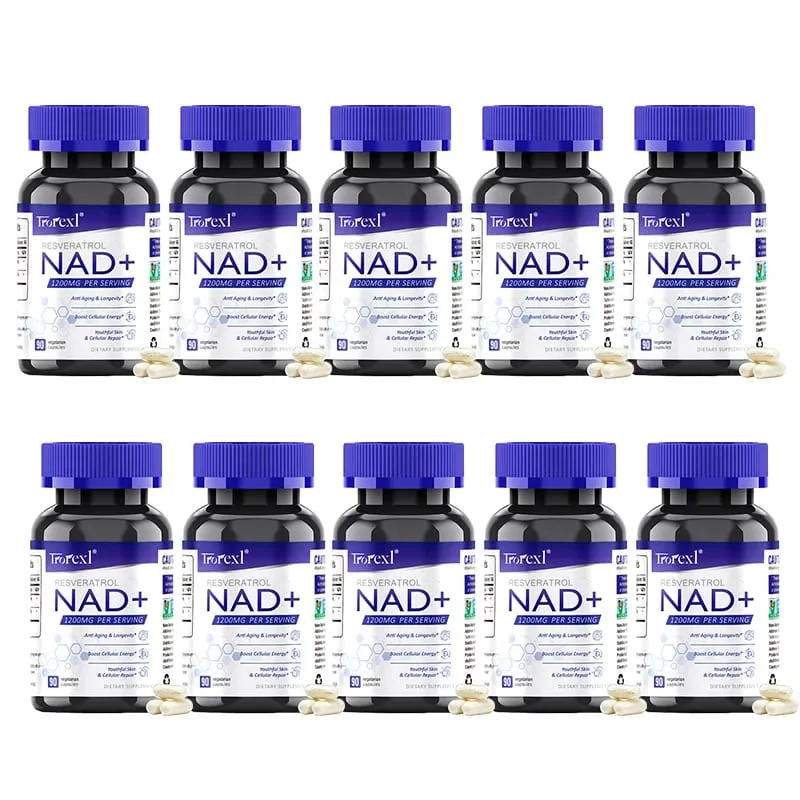 תוסף NAD + Resveratrol NAD Plus Boosting - תומך באנרגיה סלולרית אנטי אייג'ינג מטבוליזם בריאות העור