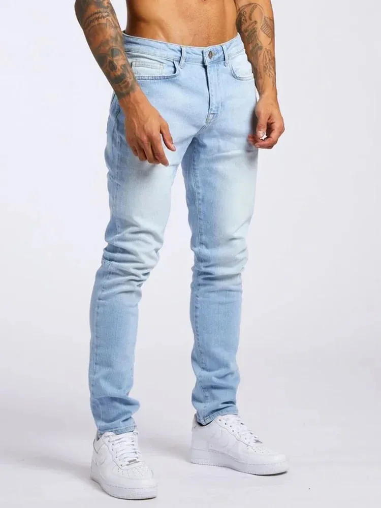 Ανδρικό τζιν ελαστικό Skinny μονόχρωμο Stretch Pencil Παντελόνι Slim Fit Τζιν Τζιν Τζόγκινγκ Streetwear Cowboy Casual Παντελόνι Blck