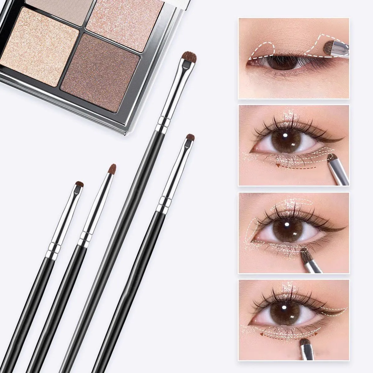 2/4pcs Eyeshadow Brush Set Soft Horse Hair Eyelid Highlighter Lying Silkworm Makeup Brushes Eyes Make Up Tools