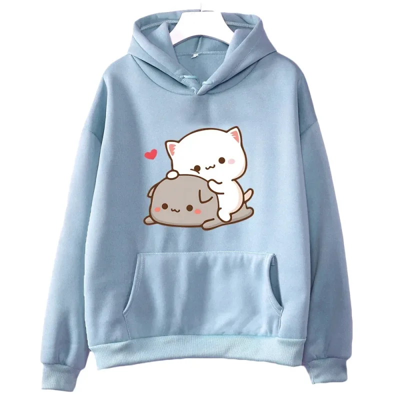 Mochi Peach And Goma Cute Cat Hoodie Sweatshirt für Mädchen Mode Kawaii Cartoon Pullover Women_Men Umweltschutz