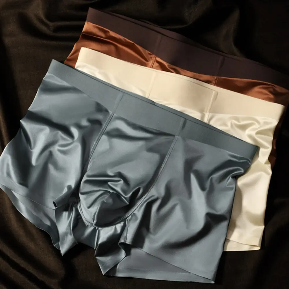 1pc Heren Naadloze Boxershorts Ademend Kruis Slipje Ijs Zijde Boxershorts Comfortabel Satijn herenondergoed Slips — image 7