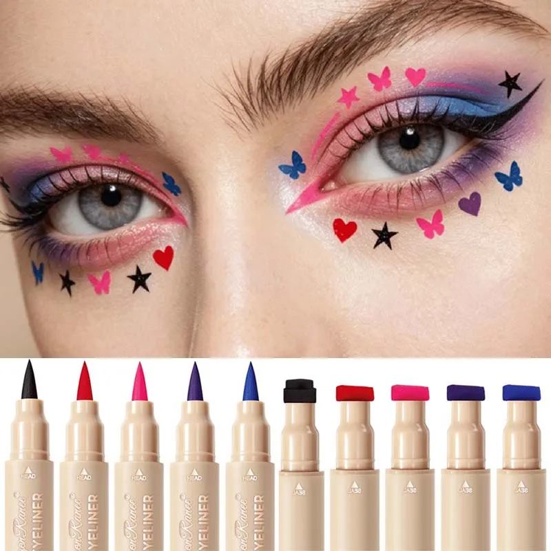 2-σε-1 διπλό άκρο Stamp Seal Eyeliner Γρήγορο Στέγνωμα Αδιάβροχο και Αδιάβροχο, Αδιάβροχο και Αδιάβροχο Δεν είναι εύκολο να μουτζουρώσετε Πολύχρωμο Μακιγιάζ Ματιών — image 4