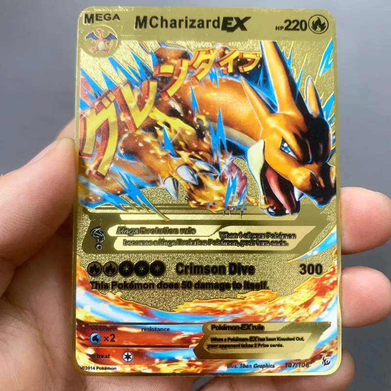 Tiếng Anh Kim Loại Pokemon Thẻ DIY Arceus Mewtwo Charizard Pikachu Sắt Sáng Bóng Pokémon GX Vmax EX Trò Chơi Trẻ Em Bộ Sưu Tập Thẻ Đồ Chơi Quà Tặng