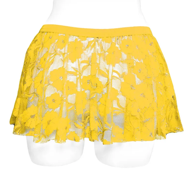 Men Solid Lace Skirt Mesh See Through For Lingerie Low For Rise Pleated Skirts Floral Pattern See‑through Male Daily Bottom — image 15