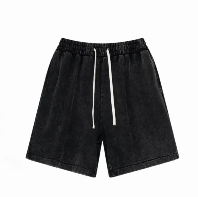 Customized logo print men's and women's sports shorts washed and old shorts retro pure cotton customize your design
