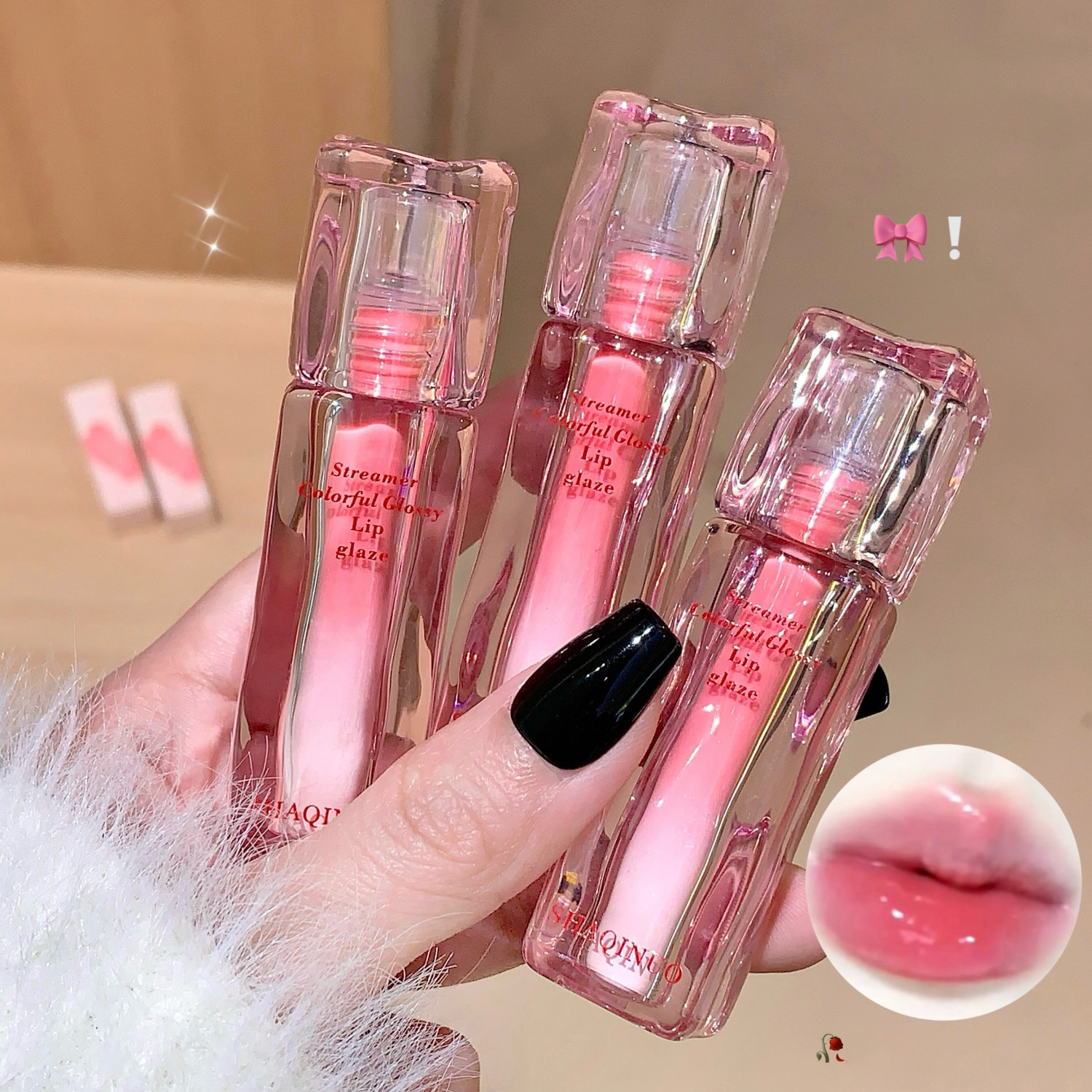 Water Gloss Lip Glaze Mirror Moisturizing Plump Non-stick Cup Jelly Transparent Liquid Lipstick Long-Lasting Tint Oil Lip Makeup