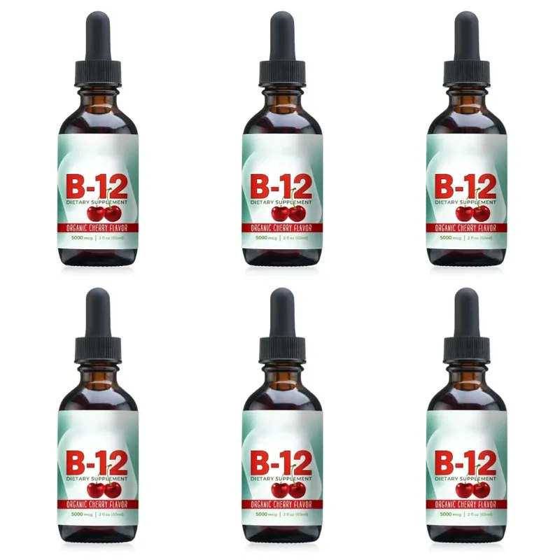 Vitamin B12 Methylcobalamin Liquid Drops 5000 Mcg Cherry Flavor 2 Fl Oz 60 Servings Vegan Sugar Free Daily Supplement