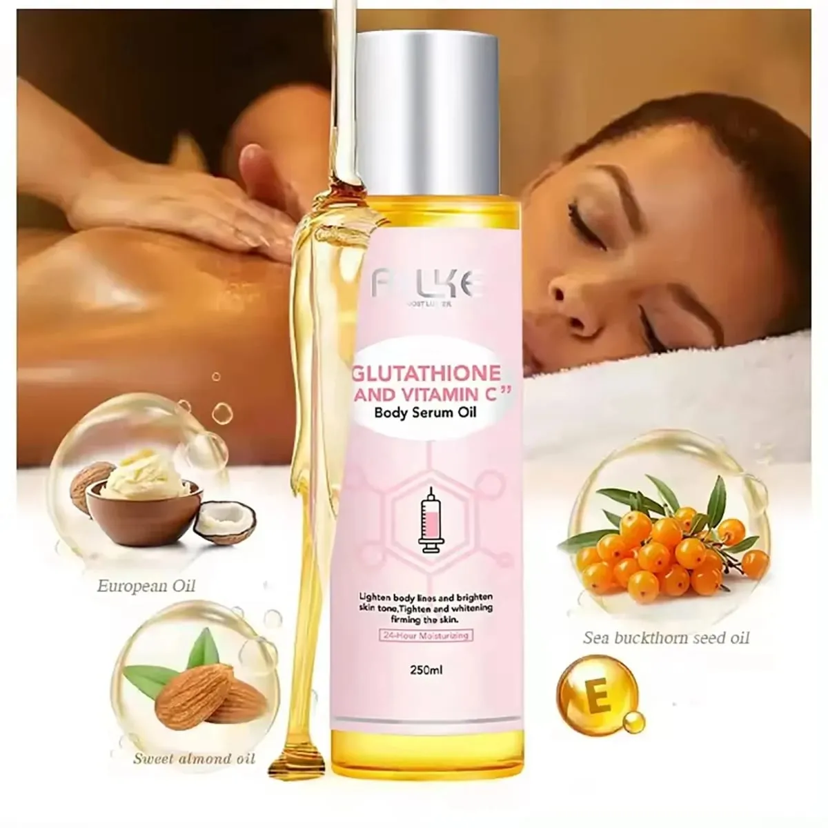 Vitamin C Moisturizing and Whitening Massage Essential Oil Smooth Skin Reduce Dark Spots For All Skin Types 250ml