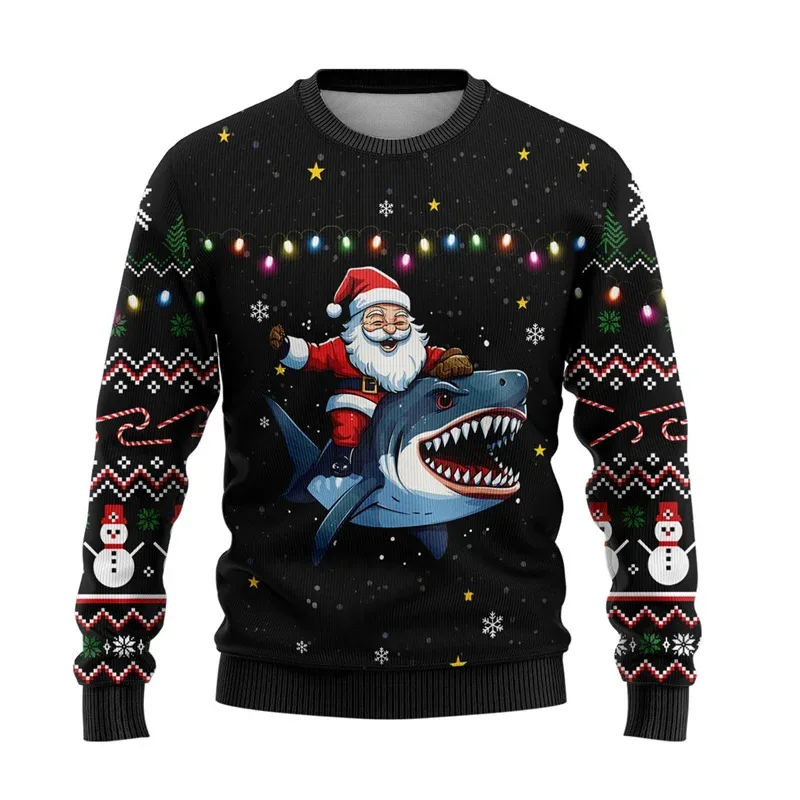 Niedlicher Tier-3D-gedruckter hässlicher Weihnachtspullover für Männer und Frauen, lustiges Totenkopf-Design, grafische Sweatshirts, lässige Rundhals-Tops — image 3