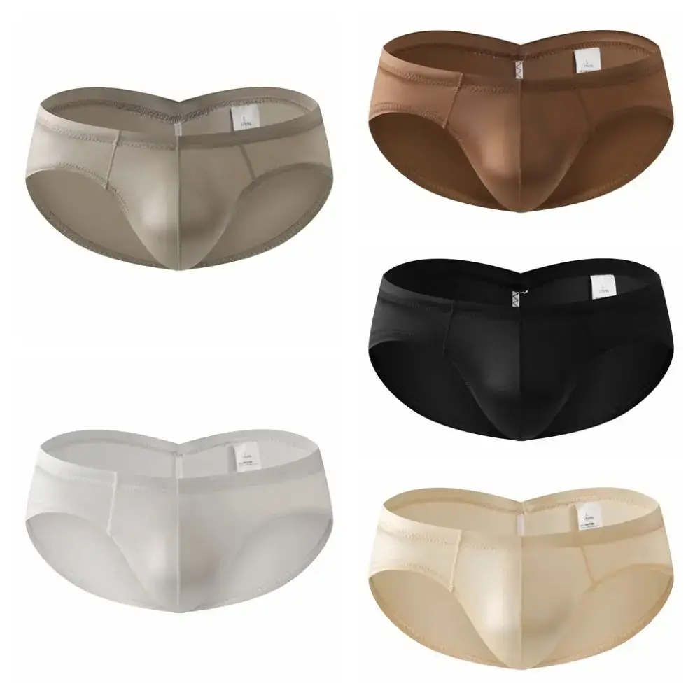 Underpants Low Waist Male Underwear Ice Silk Glossy Shiny Satin Silk Briefs Bulge Pouch Lingerie Men's Triangle Panties Daily — image 4
