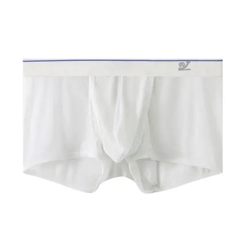 1pc/2pcs Panlalaking Ice Silk Boxer Briefs Sexy Elastic Low Waist Underwear Open Front Soft Pouch Shorts Trunks — image 13