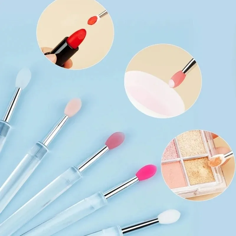 3/5/10 Chiếc Di Động Silicone Cọ Môi Có Nắp Mềm Mại Đa Năng Son Dưỡng Môi Applicator Son Môi Lipgloss Cọ Trang Điểm
