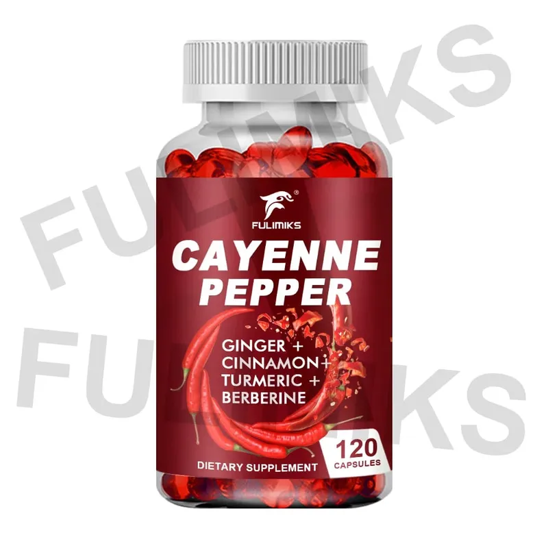 Cayenne Pepper Capsules Supports Cardiovascular Health Improves Digestion & Blood Circulation Capsaicin Supplement Softgels