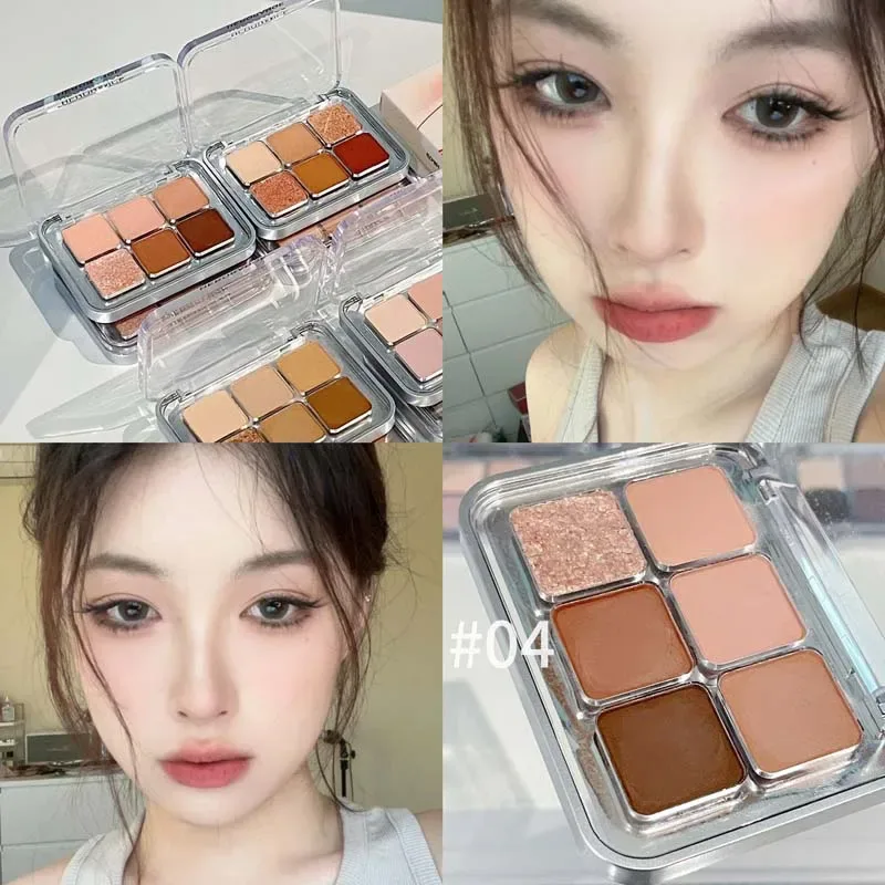 Grey Rose Shimmer Matte Eyeshadow Palette 6 Colors Glitter Earth Color Χαμηλού κορεσμού Pigment σκιών ματιών μακράς διαρκείας Καλλυντικά