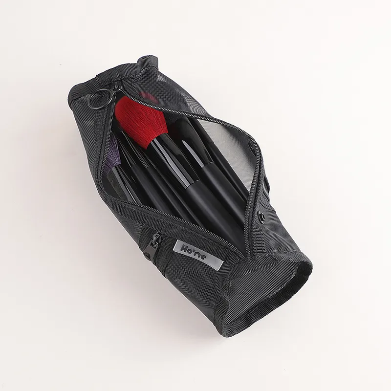 Tempat Kuas Rias Penggunaan Ganda Jaring Tas Kosmetik Travel Organizer Kuas Pena Tabung Kontainer Kantong Stand-Up Alat Kosmetik