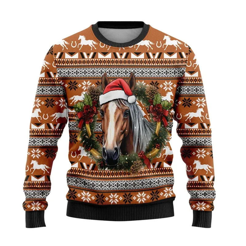 Niedlicher Tier-3D-gedruckter hässlicher Weihnachtspullover für Männer und Frauen, lustiges Totenkopf-Design, grafische Sweatshirts, lässige Rundhals-Tops — image 12