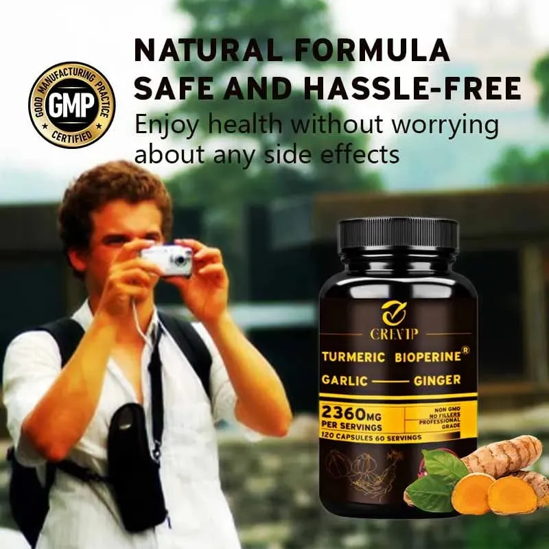 Συμπλήρωμα 4-σε-1 Turmeric Ginger - με Σκόρδο κουρκουμίνη μαύρο πιπέρι - Ανοσολογική υποστήριξη των αρθρώσεων Βελτιώνει την πέψη — image 6