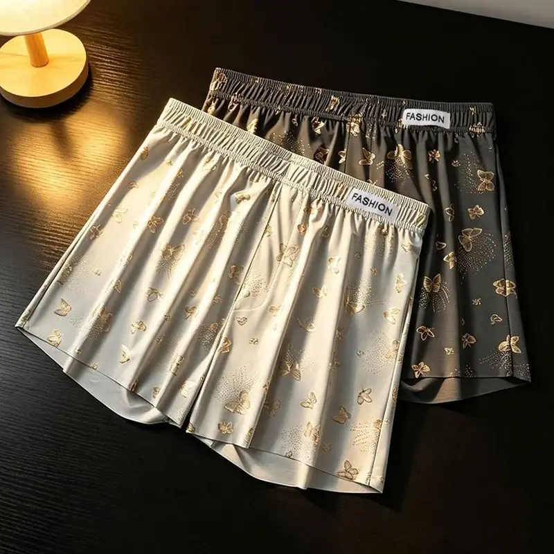 Pantalones Aro personalizados con estampado de mariposas para hombre, ropa interior informal holgada y transpirable, calzoncillos tipo bóxer de moda, 4 piezas — image 2
