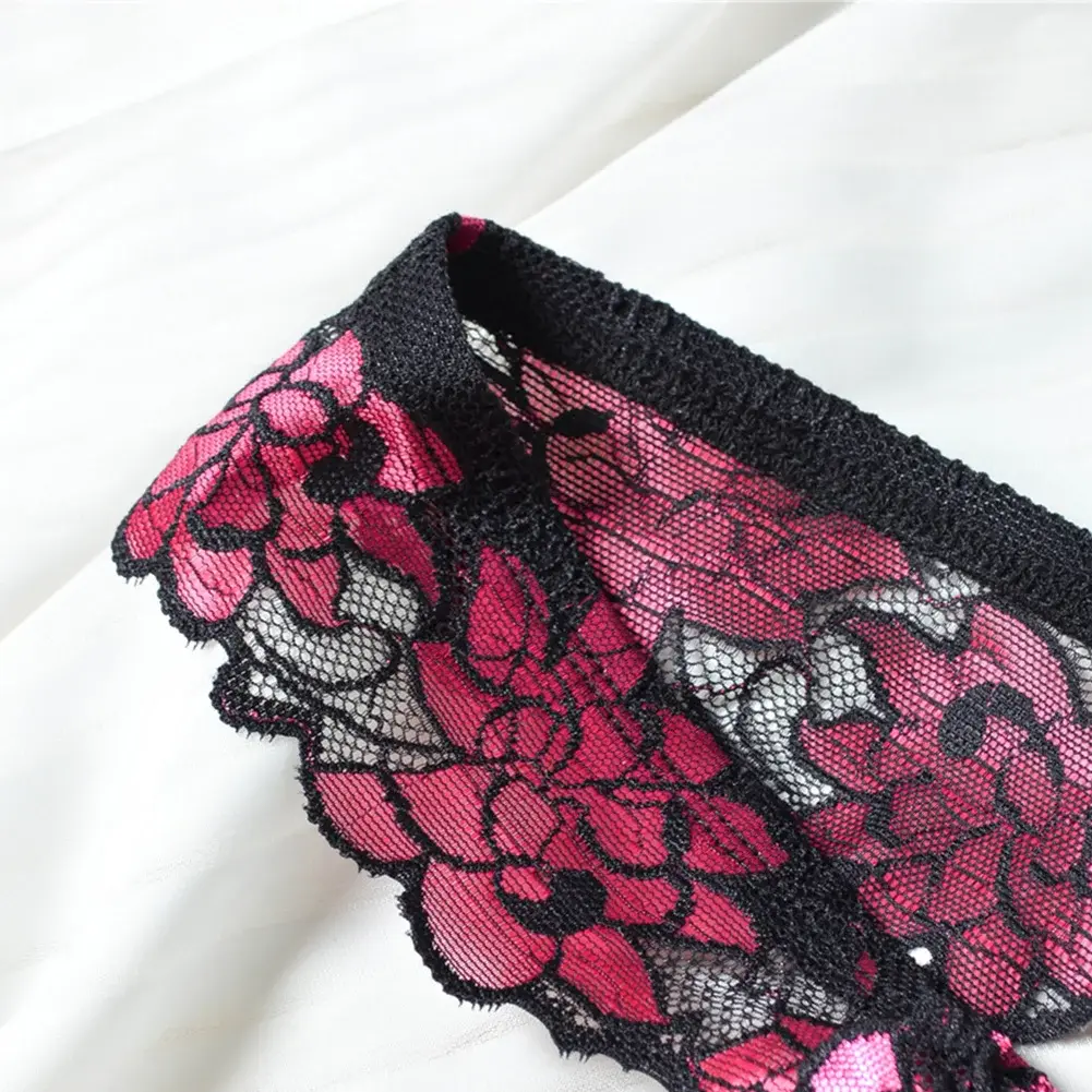 Men Floral Lace Thong Low Rise Elastic Waist G‑String Breathable See‑Through Floral Print Male Underwear Sexy Lingerie Panties