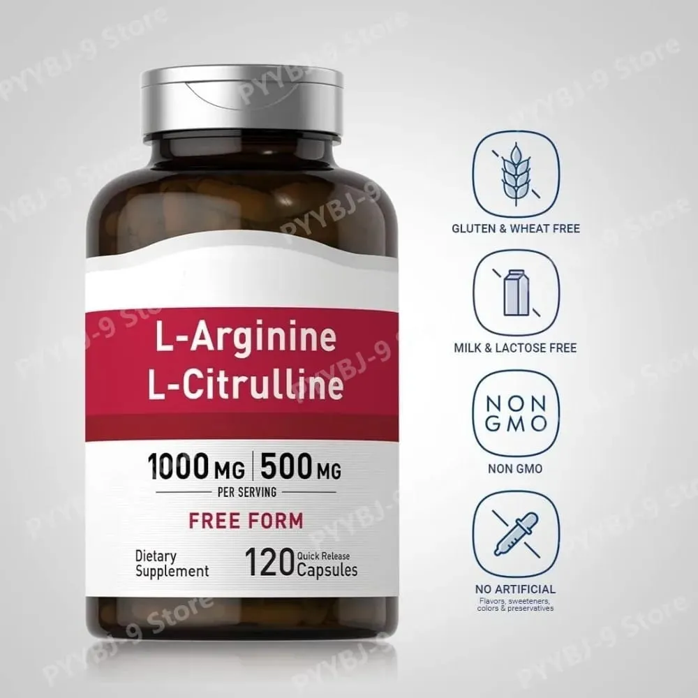 1500 Mg L-arginin és L-citrullin adagonként szabad formájú aminosav komplex férfiaknak és nőknek, nem GMO gluténmentes 120 kapszula