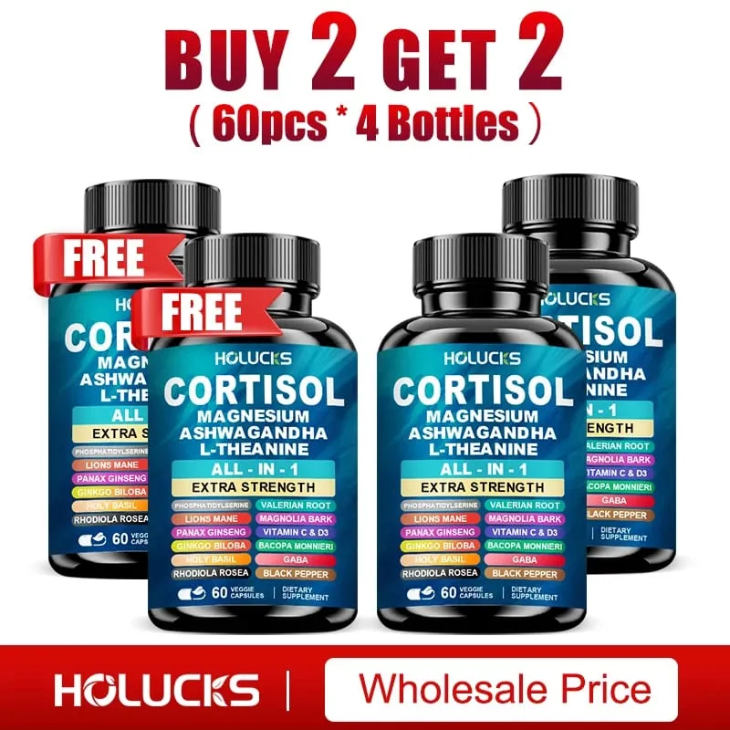 Buy 1 Get 1 Free! Premium Cortisol Capsules Support Balances Hormones Reduces Hot Flashes & Promotes Restful Sleep Non-GMO