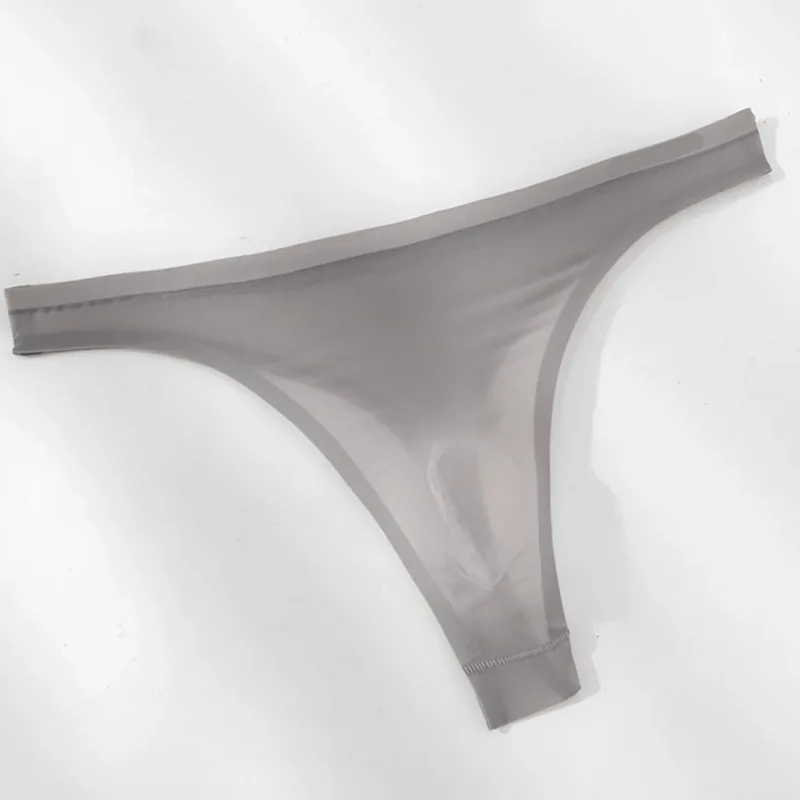 Men's Ultra-thin Ice Silk G-string 3D Bulge Pouch Thong See Through Underwear Low Rise Men Bikini Briefs U Pouch Lingerie — image 13