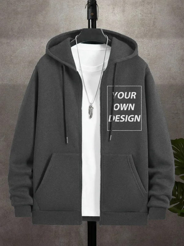 Sweat à capuche à fermeture éclair pour hommes, personnalisé, imprimé personnalisé, mode décontractée, manteau ample pour jeunes, vêtements de sport de base sur le campus, haut de poche de rue, M-3XL