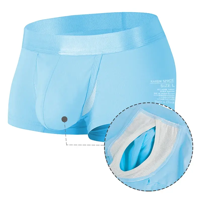 1Pcs Open Front Underwear Men Ice Silk Sexy Men's Boxer Shorts Panties Breathable Pouch Bulge Underpants Male — image 1