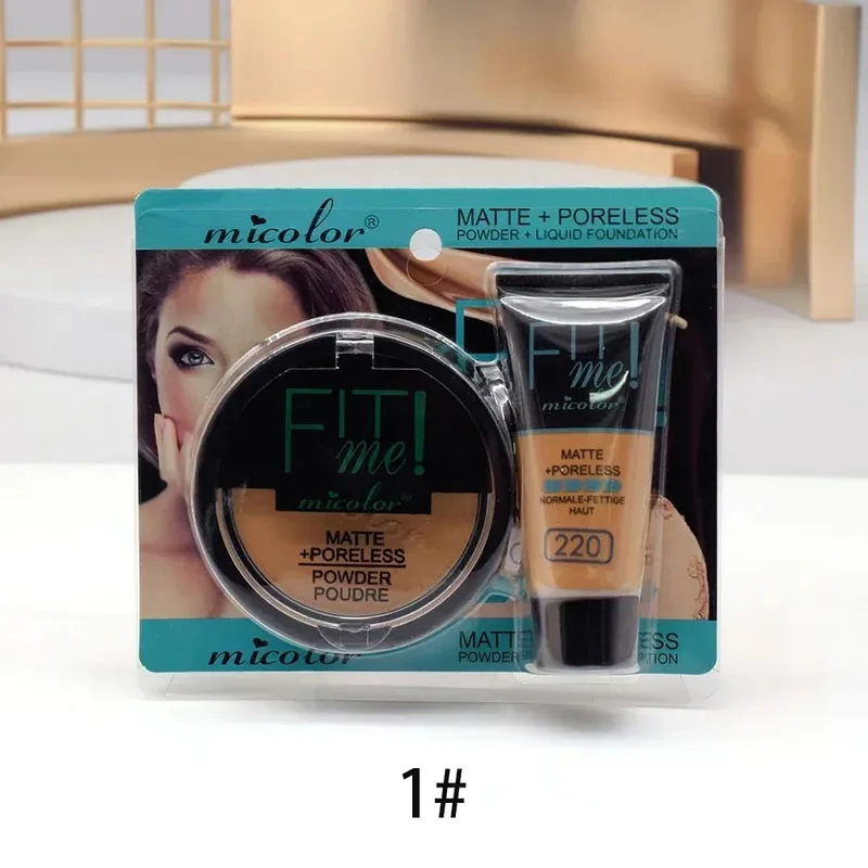 30ml Liquid Foundation Dark Skin Dedicated Foundation Cosmetic 30g Micolor Fit Me 2 IN 1 Matte Black Skin Poreless Powder Set