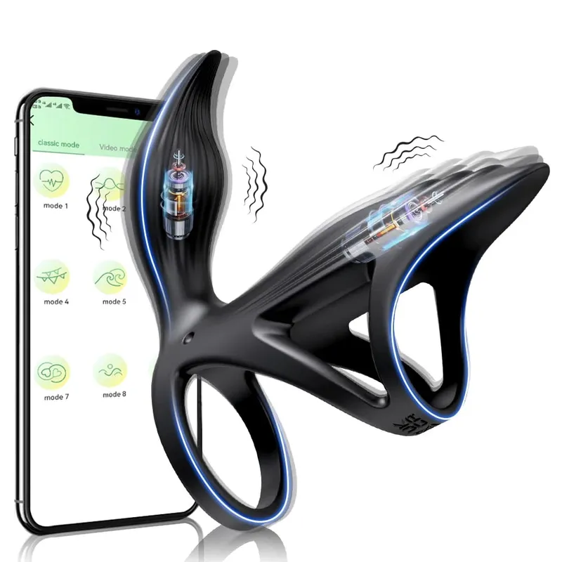 Remote Control Penis Ring Vibrator Sex Toy for Men Delay Time Prostate Massager 360° Rotation Twisting Vibrating Cock Rings 18+