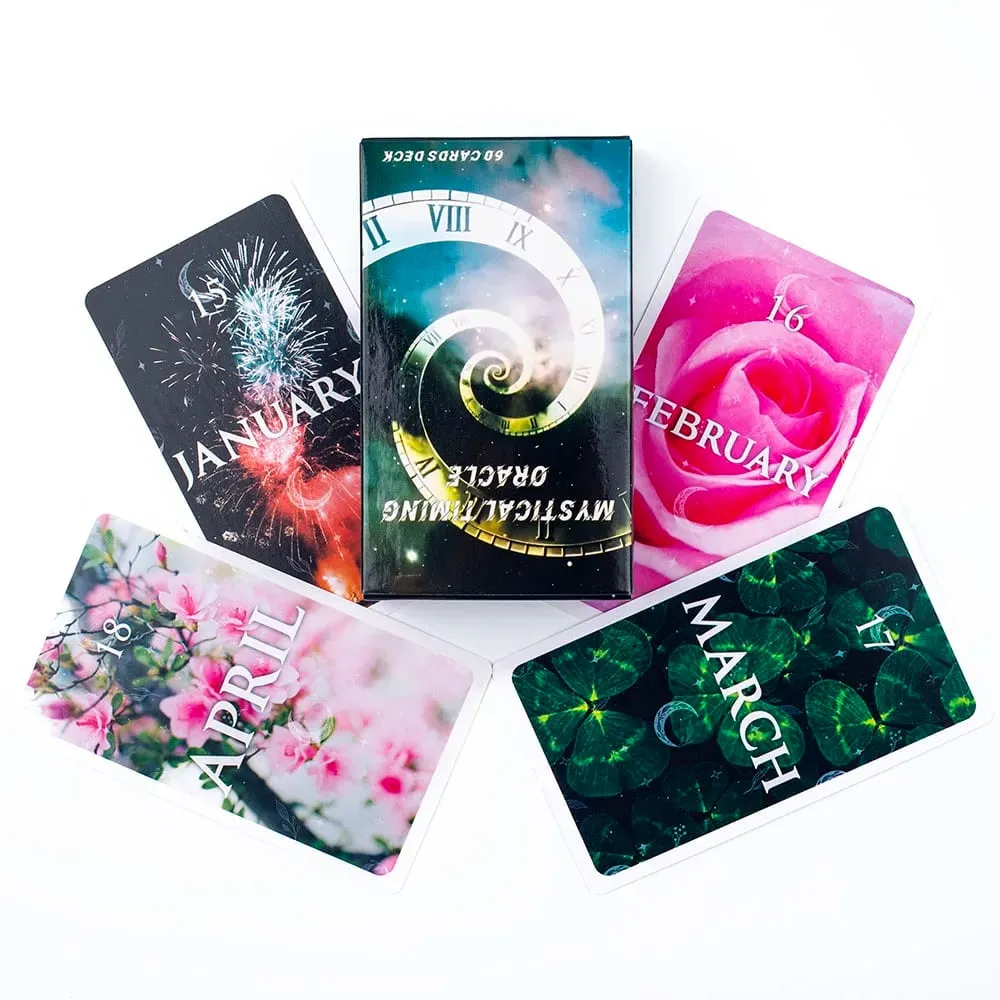 Mystical Timing Oracle 60Cards 10,3*6cm Time Frame Cards Twin Flame Tarot Deck Cosmic