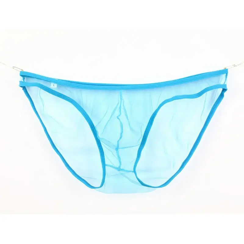 Men's Large Size Low Waist Mesh Briefs, Ultrathin Transparent Underwear, with U Convex Bag, Various Colors Available