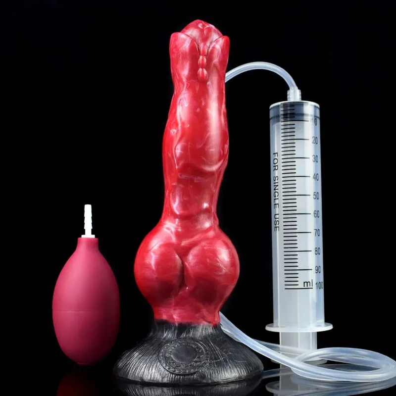 Squirting Realistic Dog Knot Dildo Colorful Fake Penis Silicone Anus Dilator Ejaculation 18+ Sex Toys For Women Men Adults
