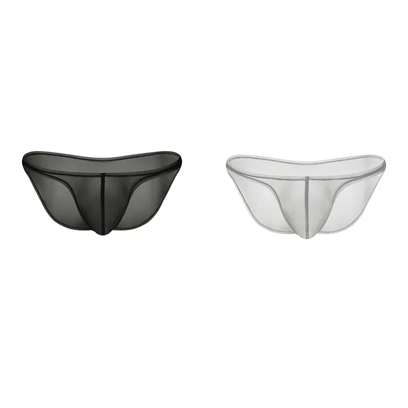 Men's Underwear Delicate Ice Silk Transparent Triangle Panties Personality Low Waist Briefs