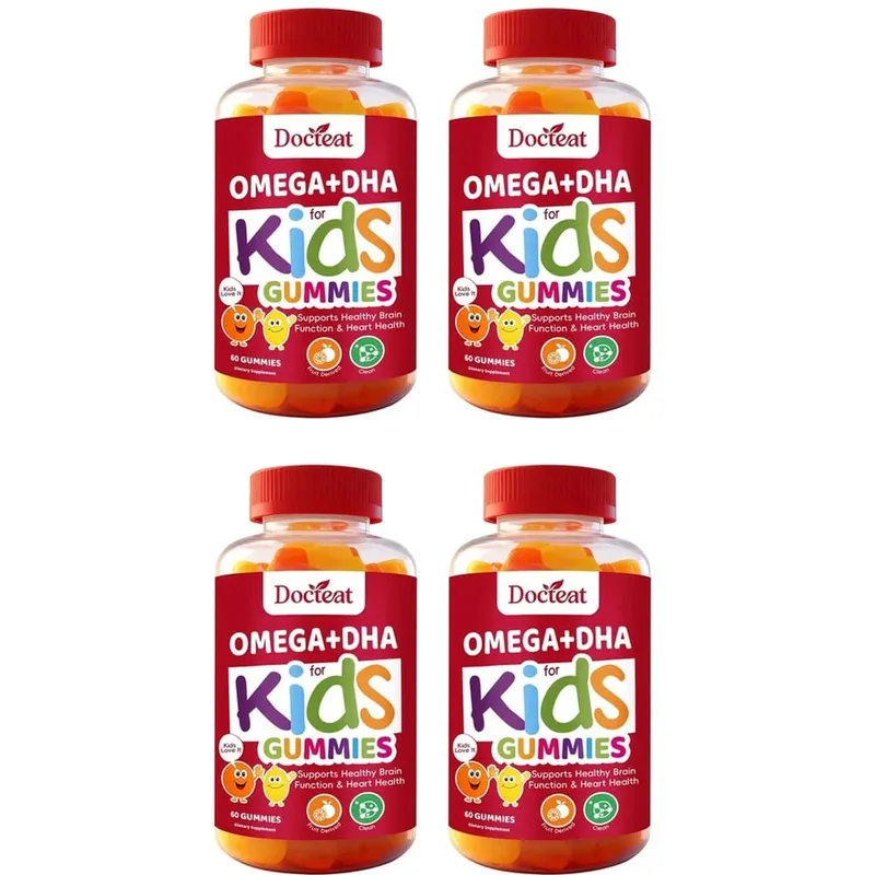 حلوى Docteat Omega+DHA للأطفال مع DHA من الطحالب وفيتامين C وزيت الشيا أوميجا 3 6 9 لدعم الدماغ والرؤية 60 علكة — image 10