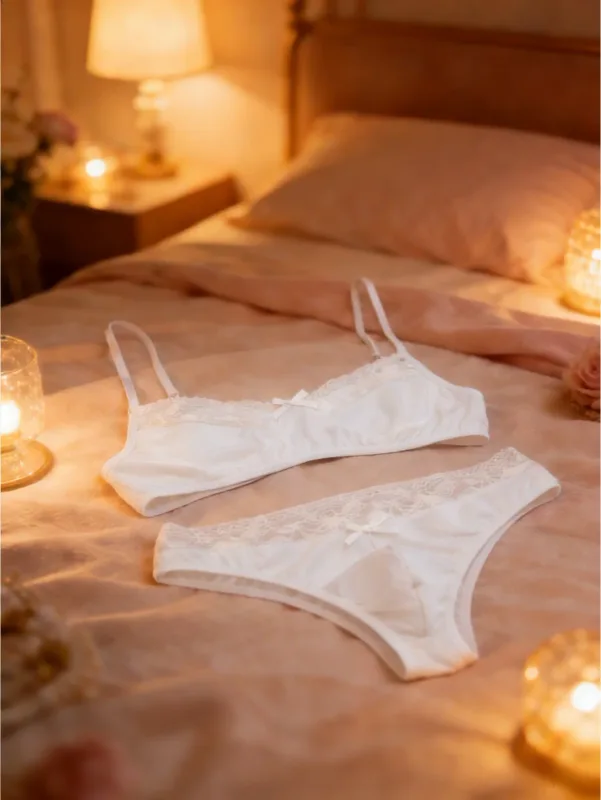 1 Set of 2 Pieces Underwear Set: Men's Erotic Cross-Dressing Bowknot Lace Underwear Set, Lace Panties & Bra Combination Set — image 4