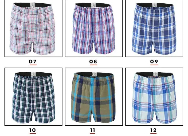 3/5/10Pcs/lot Boxer Men Underwear Cotton Man Short Breathable Plaid Flexible Shorts Boxer Male Underpants Plus Size BoxerShorts — image 9