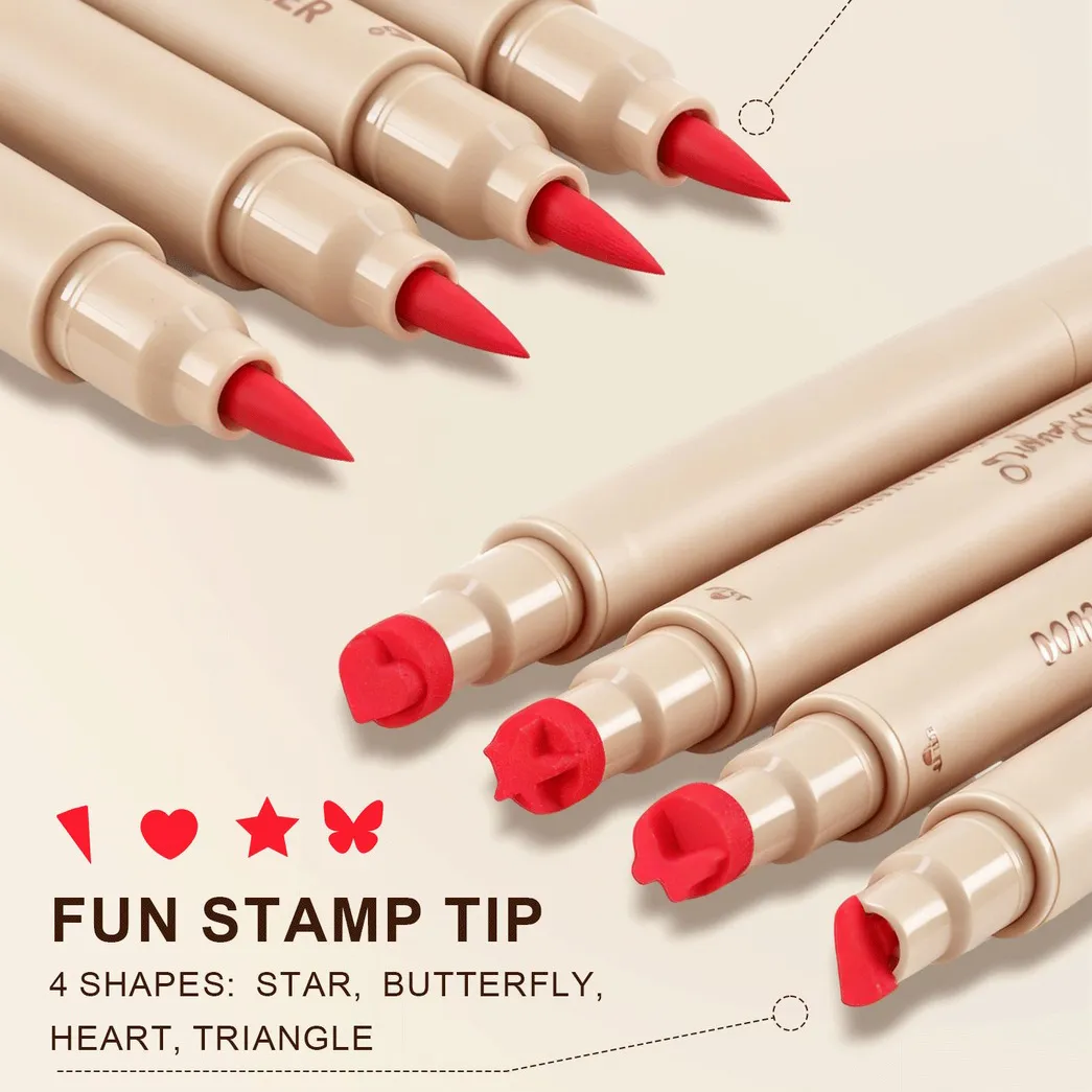 Colorful Liquid Stamp Eyeliner Red Star Heart Butterfly 2 in 1 Eye Liner Pencil Purple Pink Waterproof Eye Template Makeup Tool — image 5