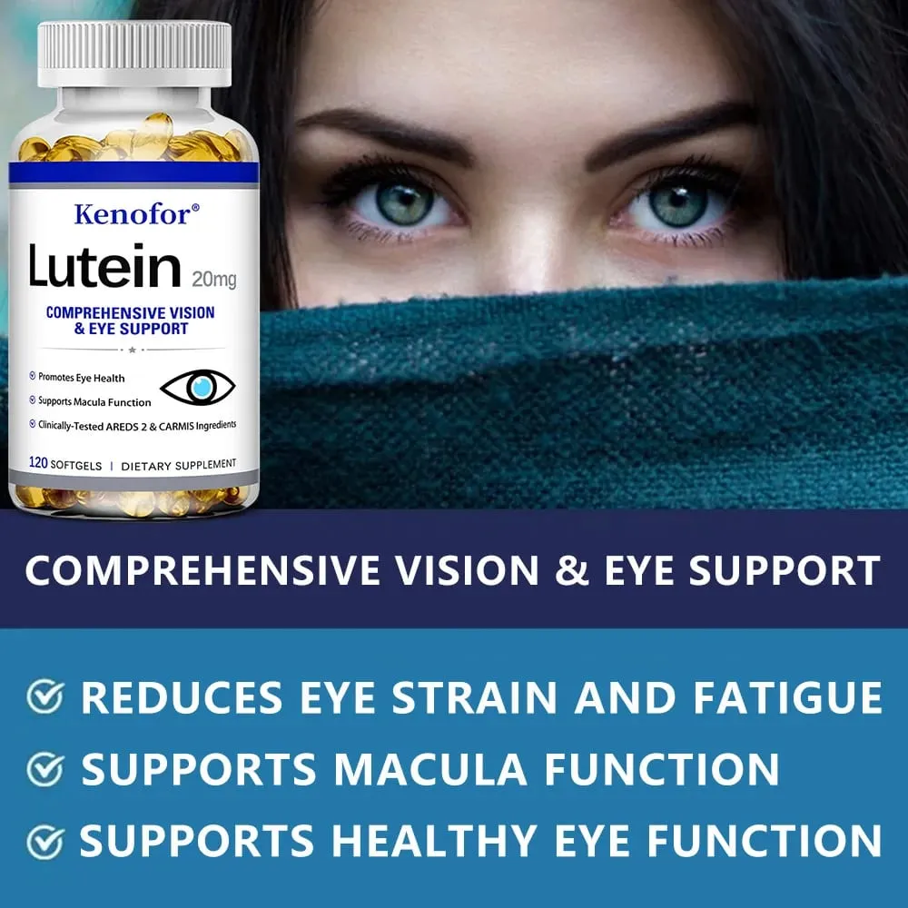 Lutein Capsules - na may Zeaxanthin at Vitamin E - Napakahusay na Antioxidant Eye Health na Nagpapabuti sa Kalusugan ng Paningin - 120 Capsules