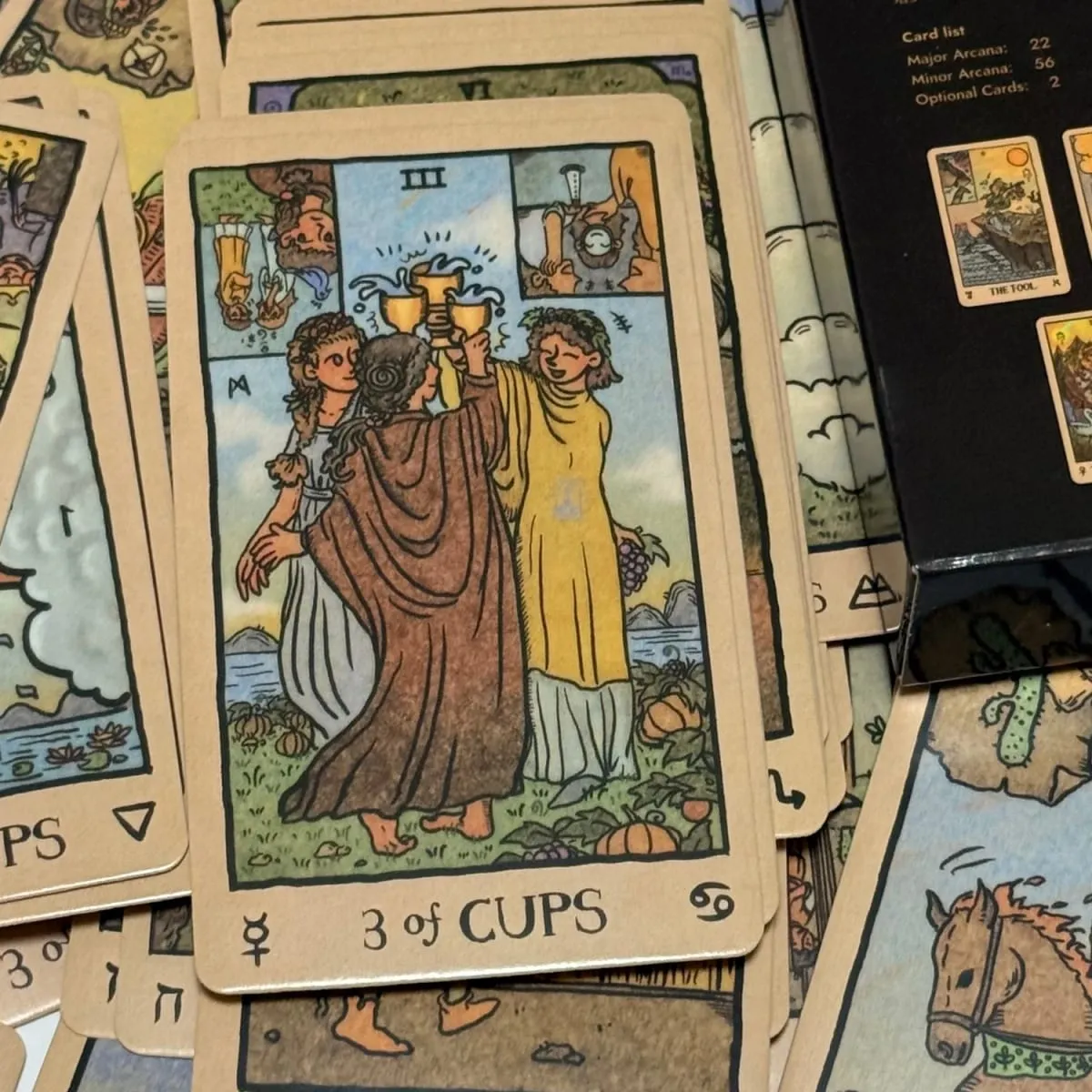 Akashic Eye Tarot kártyák English Portable Edition Könnyen olvasható útmutató Nagyszerű kezdőknek Jóslás meditáció és parti játékok